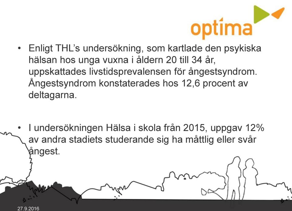 Ångestsyndrom konstaterades hos 12,6 procent av deltagarna.