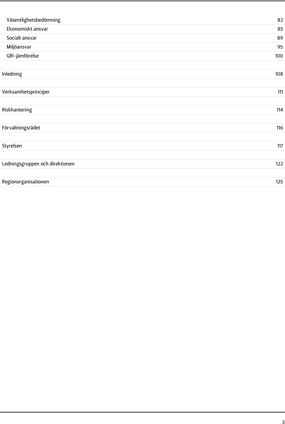 Verksamhetsprinciper 111 Riskhantering 114 Förvaltningsrådet