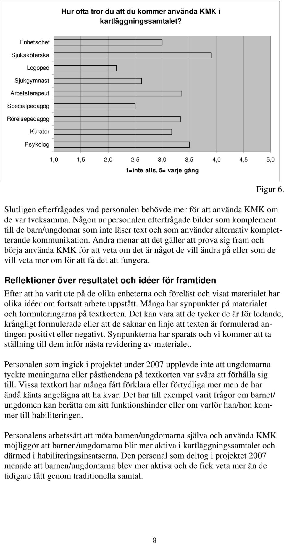 Slutligen efterfrågades vad personalen behövde mer för att använda KMK om de var tveksamma.