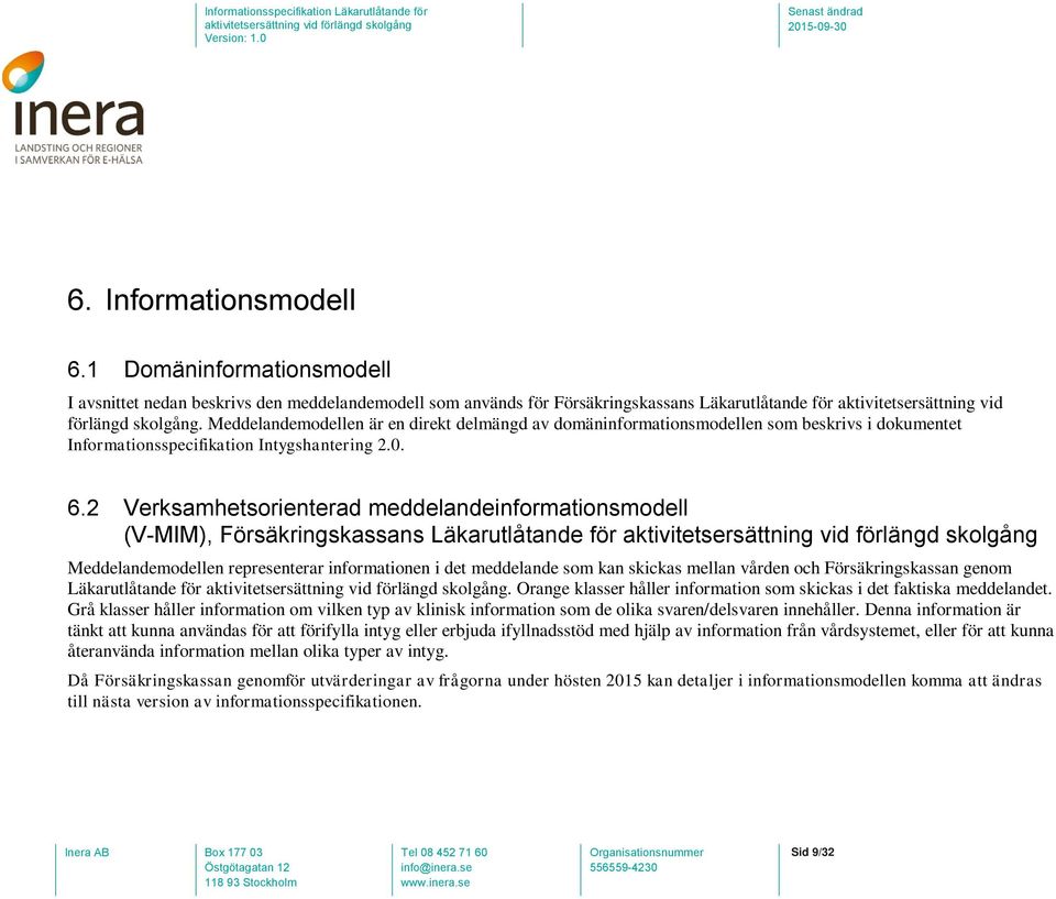 2 Verksamhetsorienterad meddelandeinformationsmodell (V-MIM), Försäkringskassans Läkarutlåtande för Meddelandemodellen representerar informationen i det meddelande som kan skickas mellan vården och