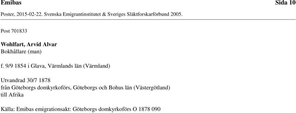 Göteborgs domkyrkoförs, Göteborgs och Bohus län (Västergötland) till