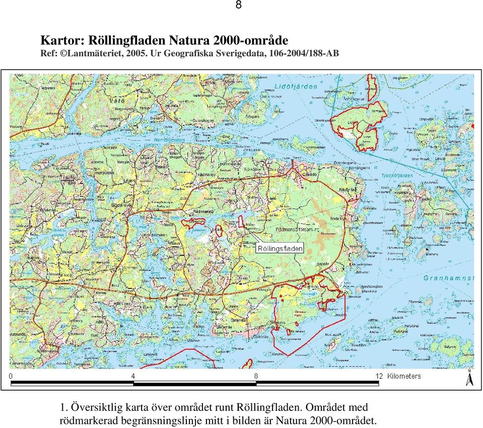 Översiktlig karta över området runt Röllingfladen.