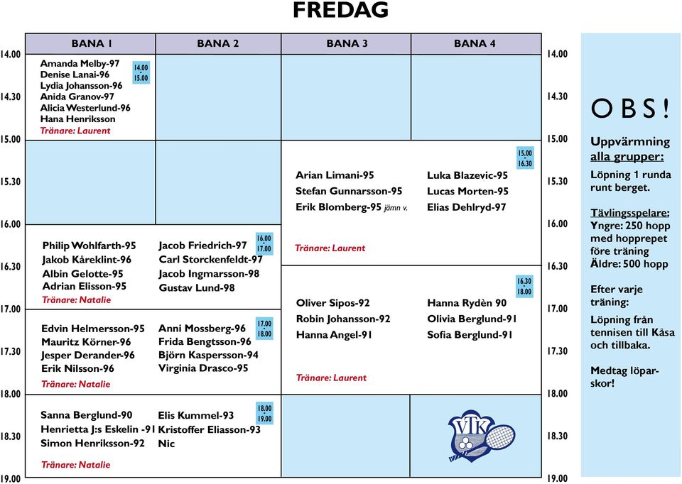 Bengtsson96 Björn Kaspersson94 Virginia Drasco95 Sanna Berglund90 Elis Kummel93 Henrietta J:s Eskelin 91 Kristoffer Eliasson93 Simon Henriksson92 Nic Arian Limani95 Stefan