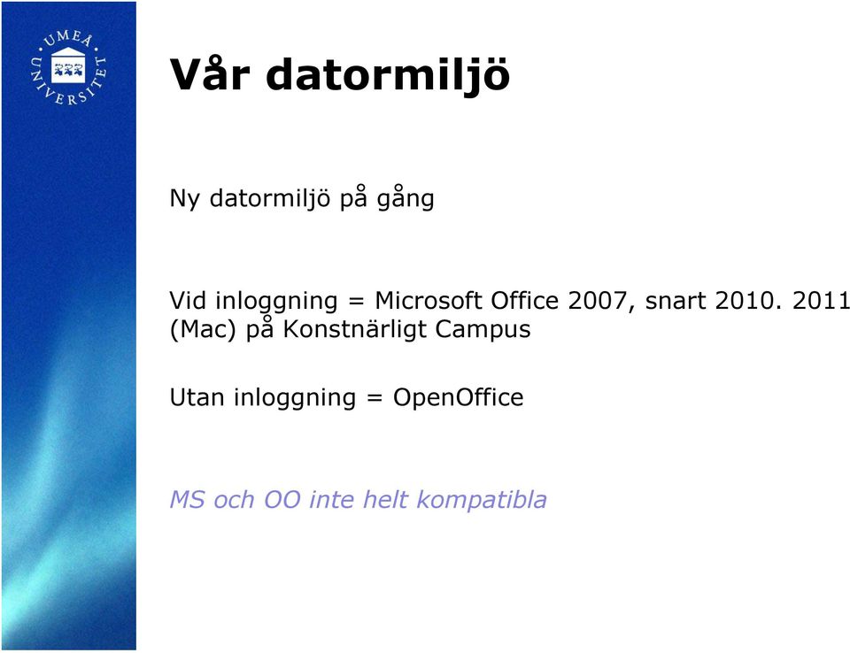 2010. 2011 (Mac) på Konstnärligt Campus Utan