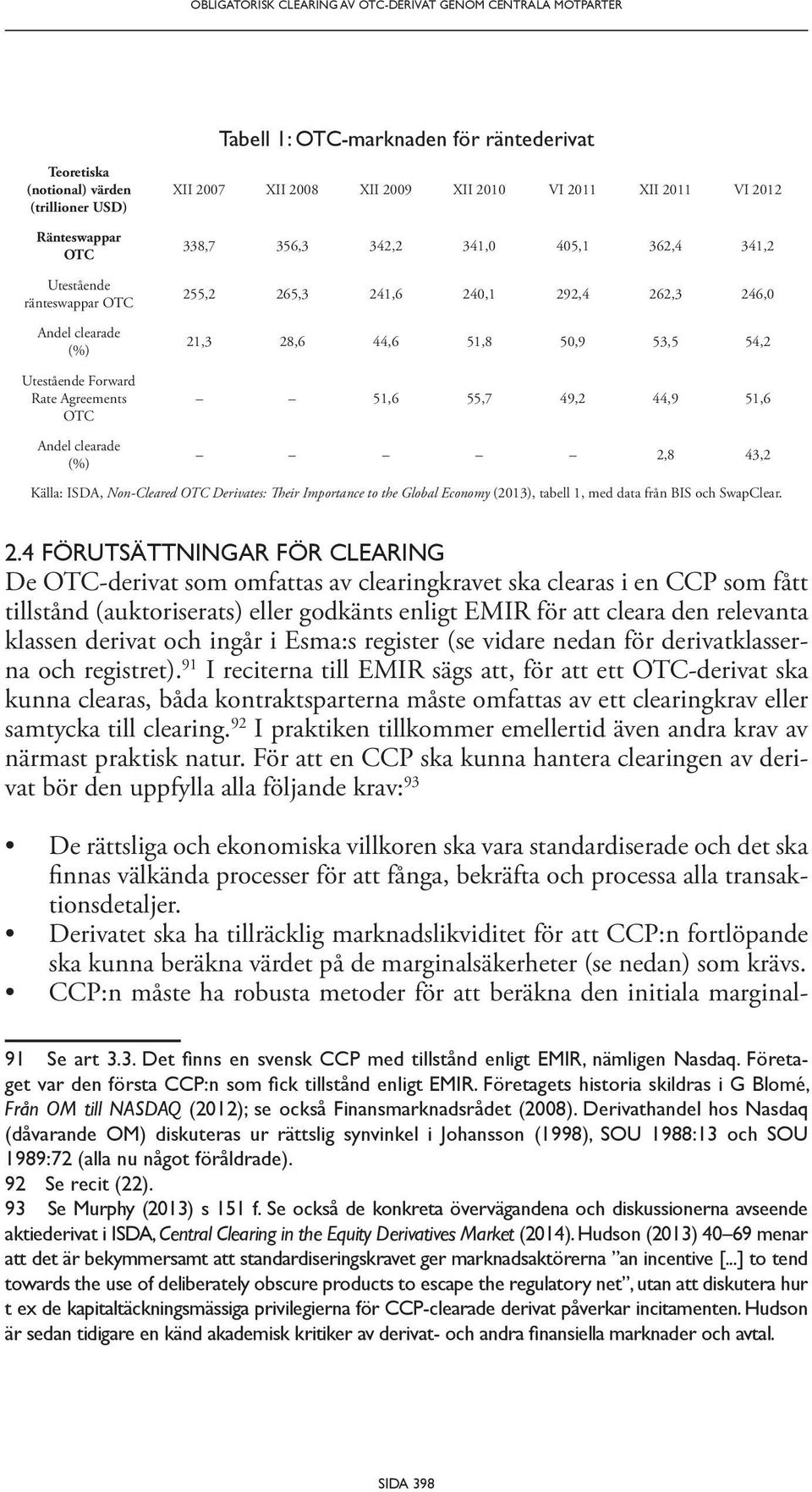 50,9 53,5 54,2 51,6 55,7 49,2 44,9 51,6 2,8 43,2 Källa: ISDA, Non-Cleared OTC Derivates: Their Importance to the Global Economy (2013), tabell 1, med data från BIS och SwapClear.