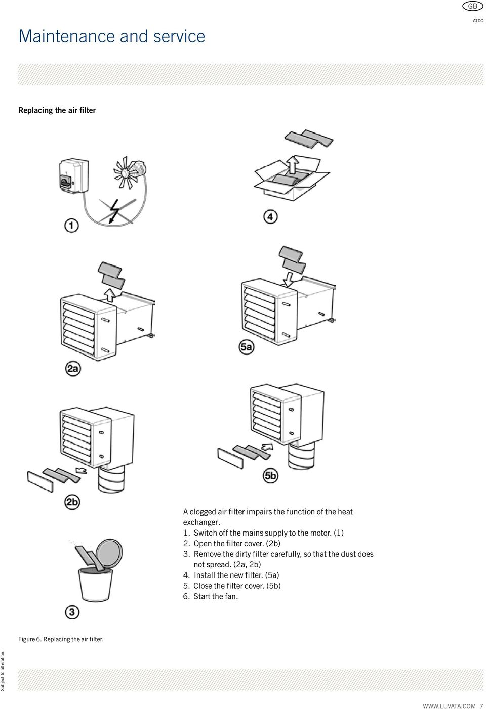 (2b) 3. Remove 3. the Ta dirty ut det filter smutsiga carefully, filtret, so försiktigt that the dust så att does not spread. inte (2a, omgivningen 2b) dammas ned. (2a, 2b) 4. Install the 4.