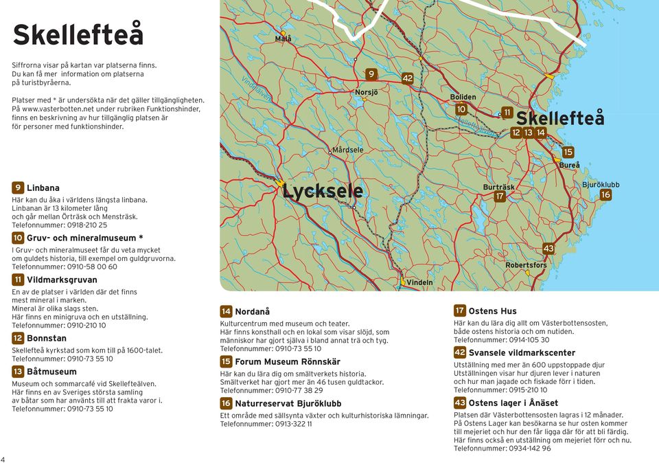 Linbanan är 13 kilometer lång och går mellan Örträsk och Mensträsk.