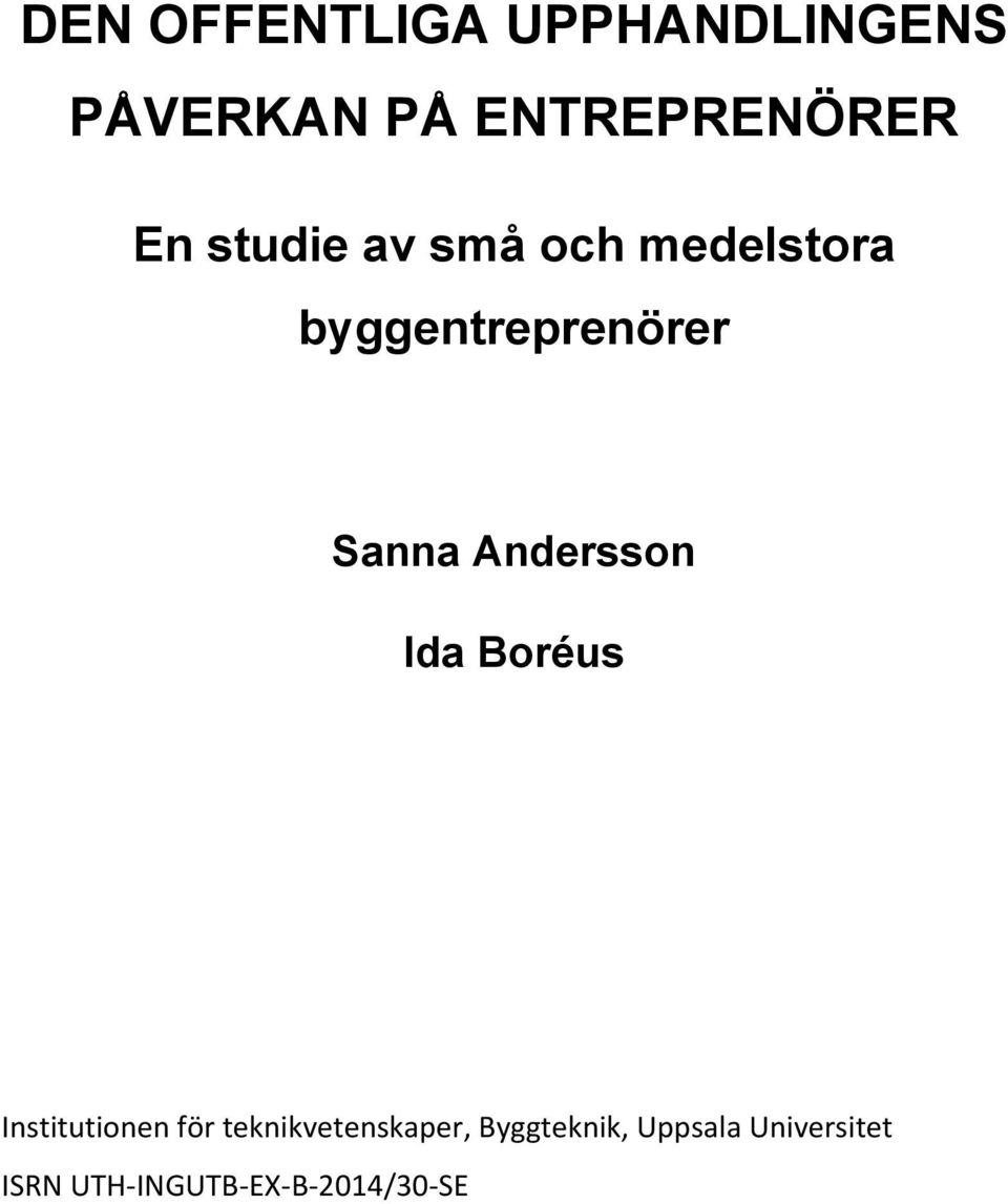 Andersson Ida Boréus! Institutionen!för!teknikvetenskaper,!