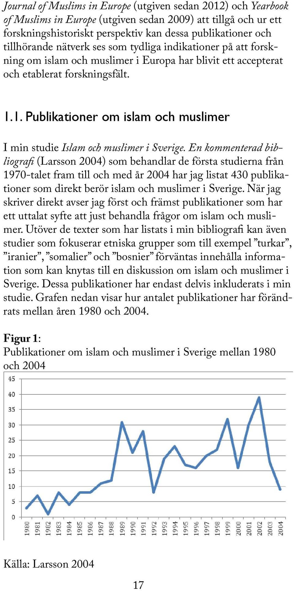 1. Publikationer om islam och muslimer I min studie Islam och muslimer i Sverige.