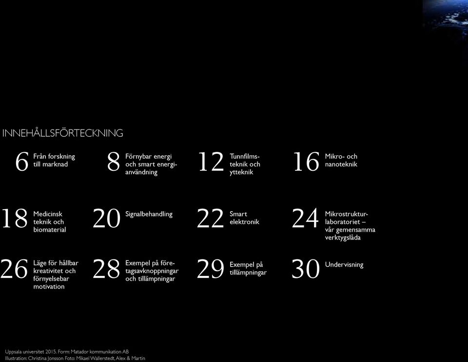 Mikrostrukturlaboratoriet vår gemensamma verktygslåda 26 Läge för hållbar kreativitet och förnyelsebar motivation 28 Exempel på företagsavknoppningar och