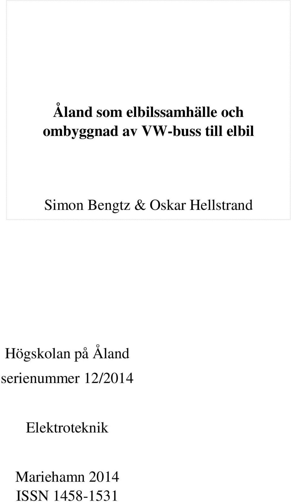 Högskolan på Åland serienummer 12/2014