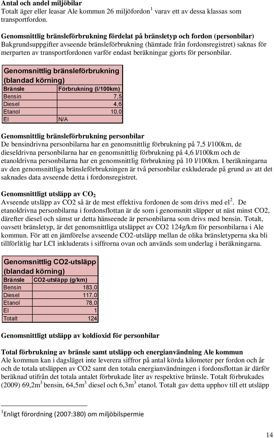 transportfordonen varför endast beräkningar gjorts för personbilar.