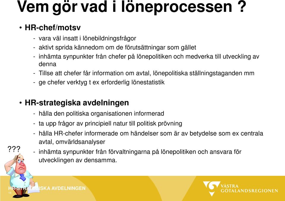 till utveckling av denna - Tillse att chefer får information om avtal, lönepolitiska ställningstaganden mm - ge chefer verktyg t ex erforderlig lönestatistik HR-strategiska