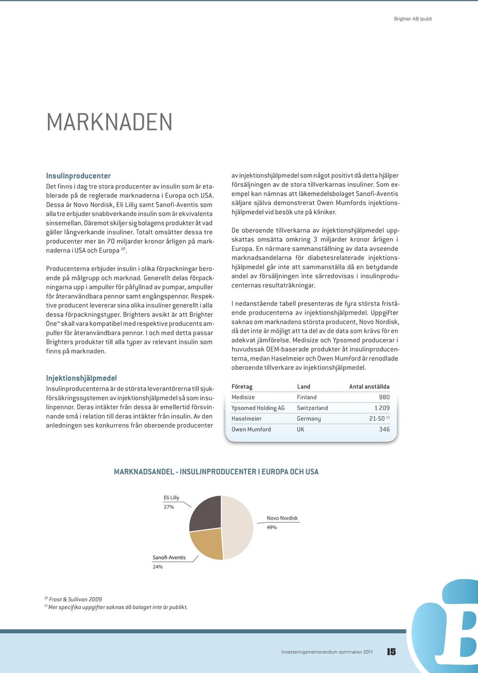 Däremot skiljer sig bolagens produkter åt vad gäller långverkande insuliner. Totalt omsätter dessa tre producenter mer än 70 miljarder kronor årligen på marknaderna i USA och Europa 10.