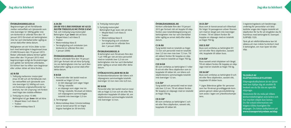 Möjligheten att vid 18 års ålder ta körkort med behörighet A begränsad (max 25 kw) försvann den 19 januari 2013.