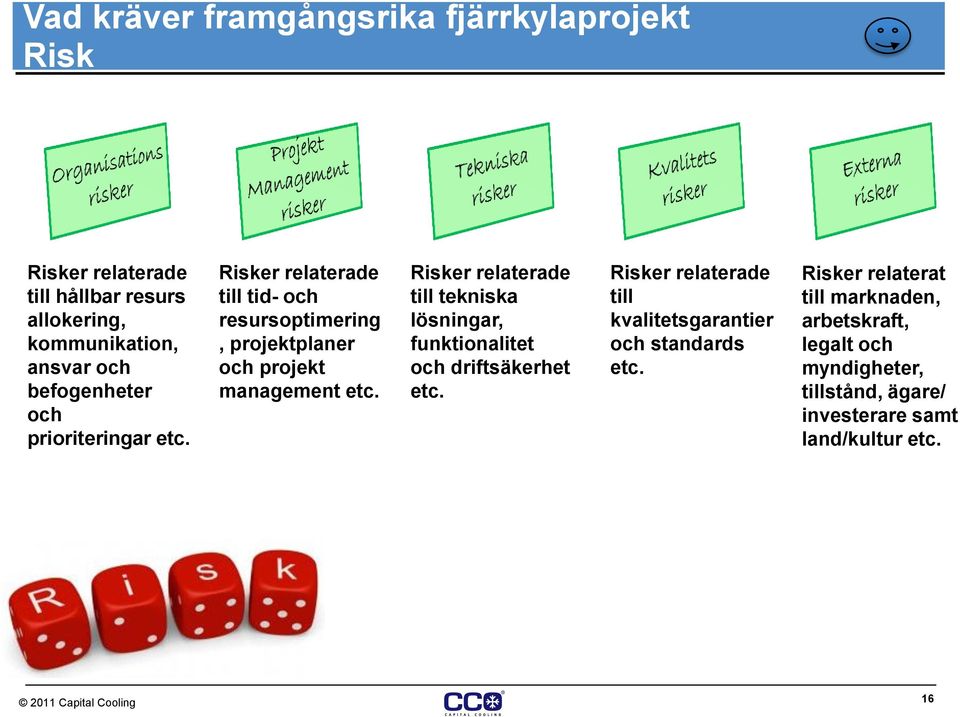 Risker relaterade till tekniska lösningar, funktionalitet och driftsäkerhet etc.