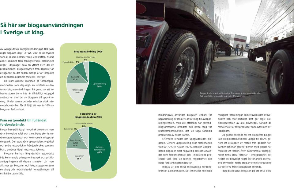 Biogasvolymen från deponier är avtagande då det sedan många år är förbjudet att deponera organiskt material i Sverige.