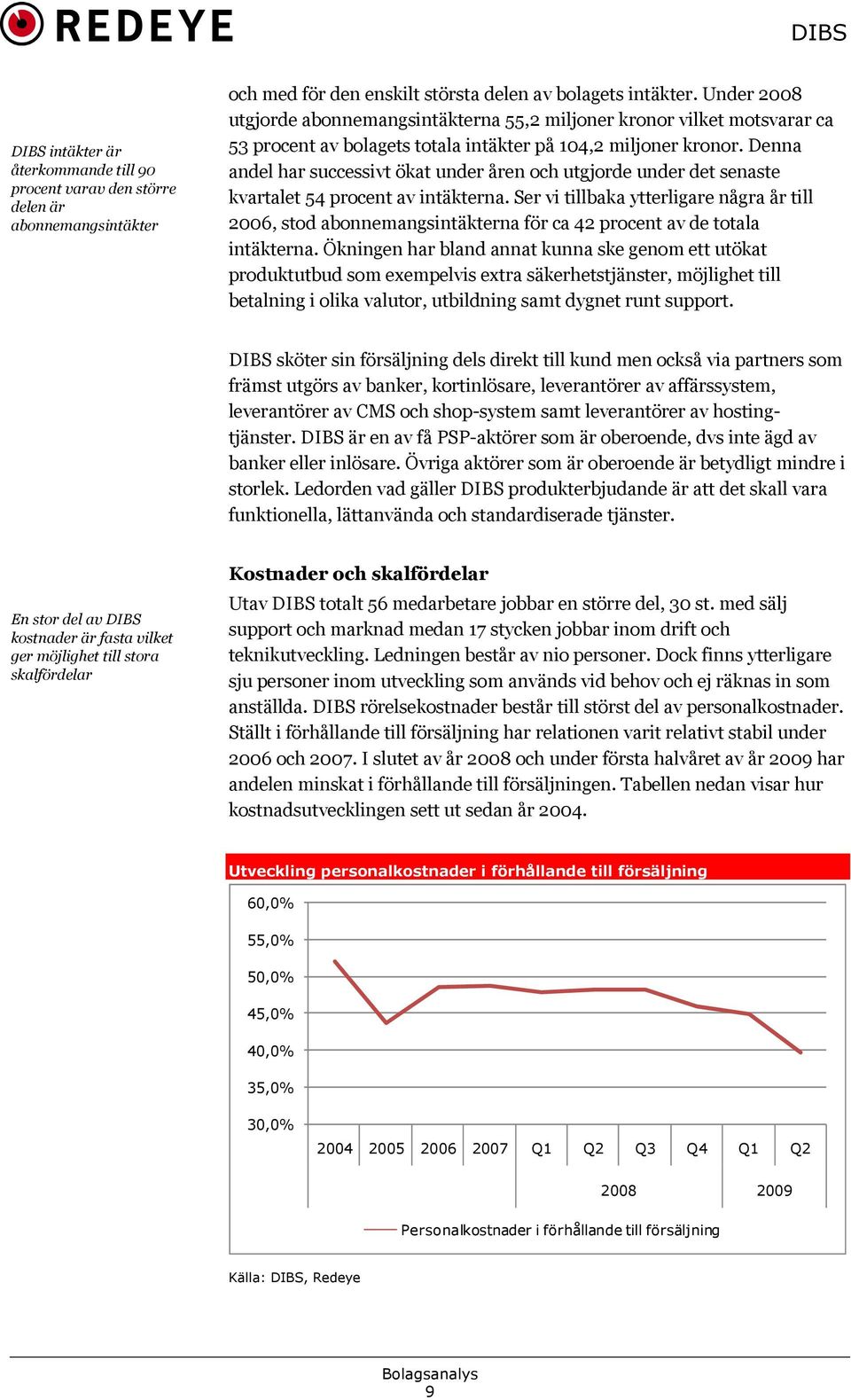 Denna andel har successivt ökat under åren och utgjorde under det senaste kvartalet 54 procent av intäkterna.