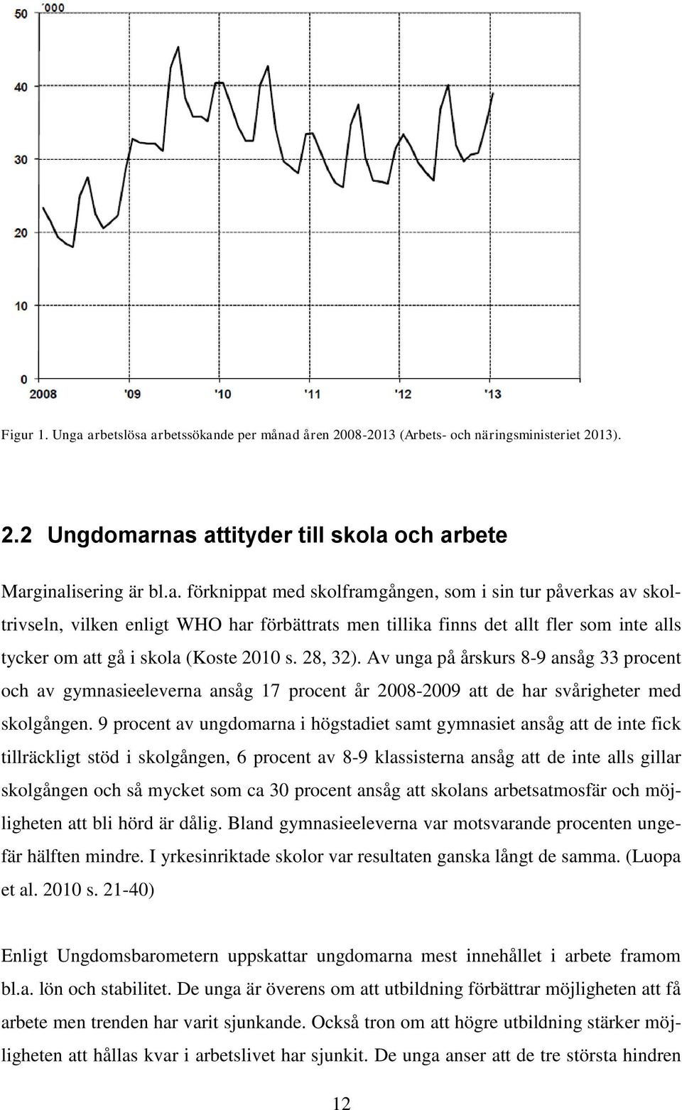 28, 32). Av unga på årskurs 8-9 ansåg 33 procent och av gymnasieeleverna ansåg 17 procent år 2008-2009 att de har svårigheter med skolgången.