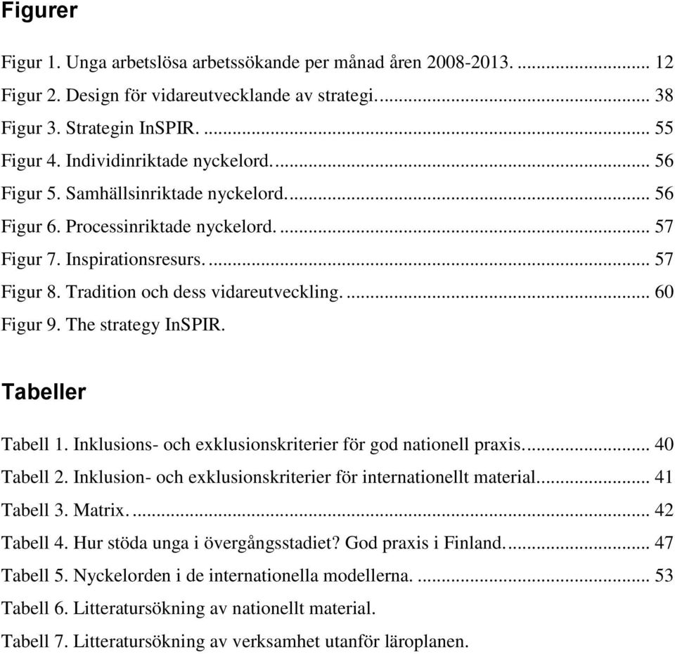 Tradition och dess vidareutveckling.... 60 Figur 9. The strategy InSPIR. Tabeller Tabell 1. Inklusions- och exklusionskriterier för god nationell praxis.... 40 Tabell 2.