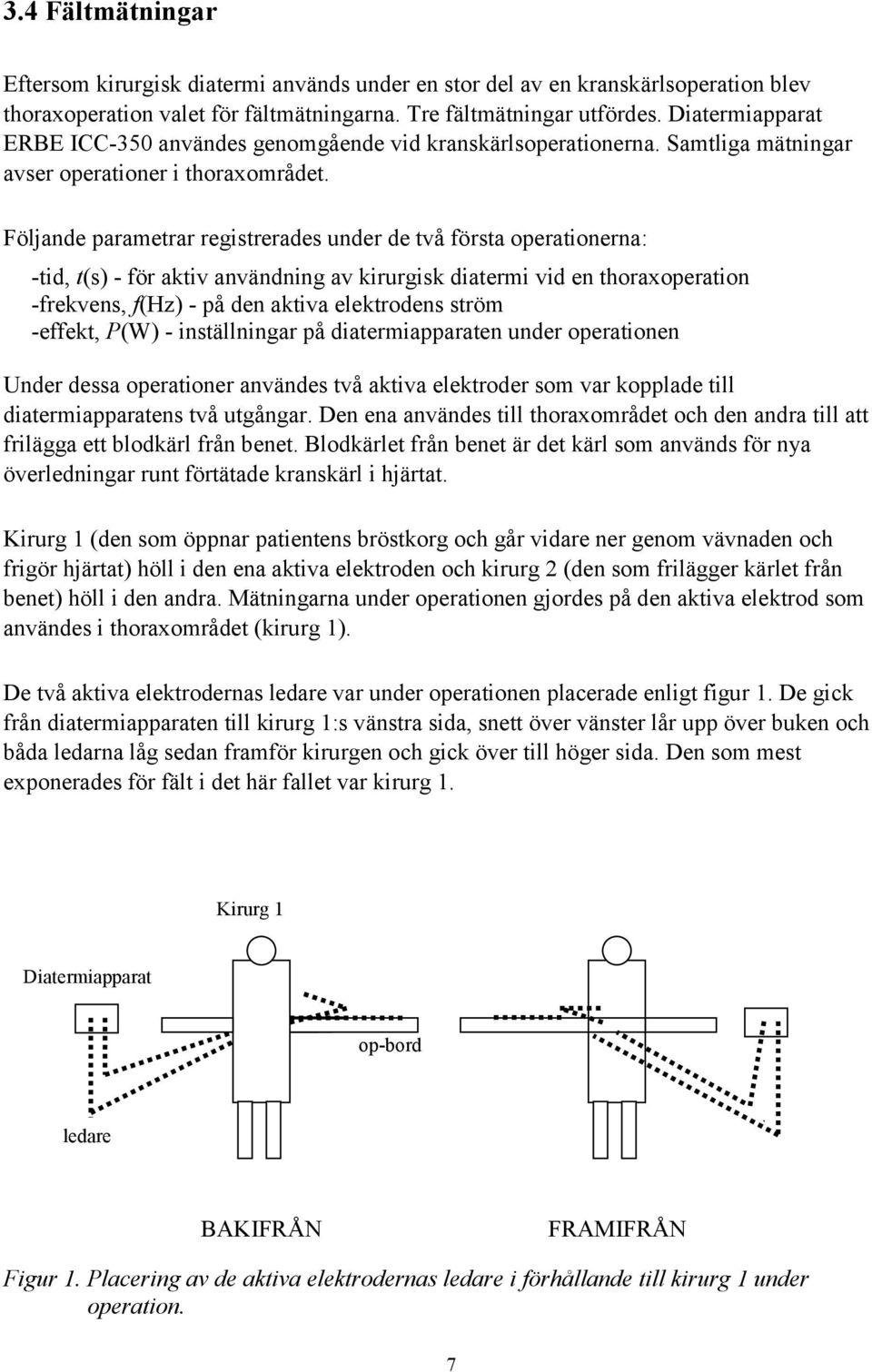 Följande parametrar registrerades under de två första operationerna: -tid, t(s) - för aktiv användning av kirurgisk diatermi vid en thoraxoperation -frekvens, f(hz) - på den aktiva elektrodens ström