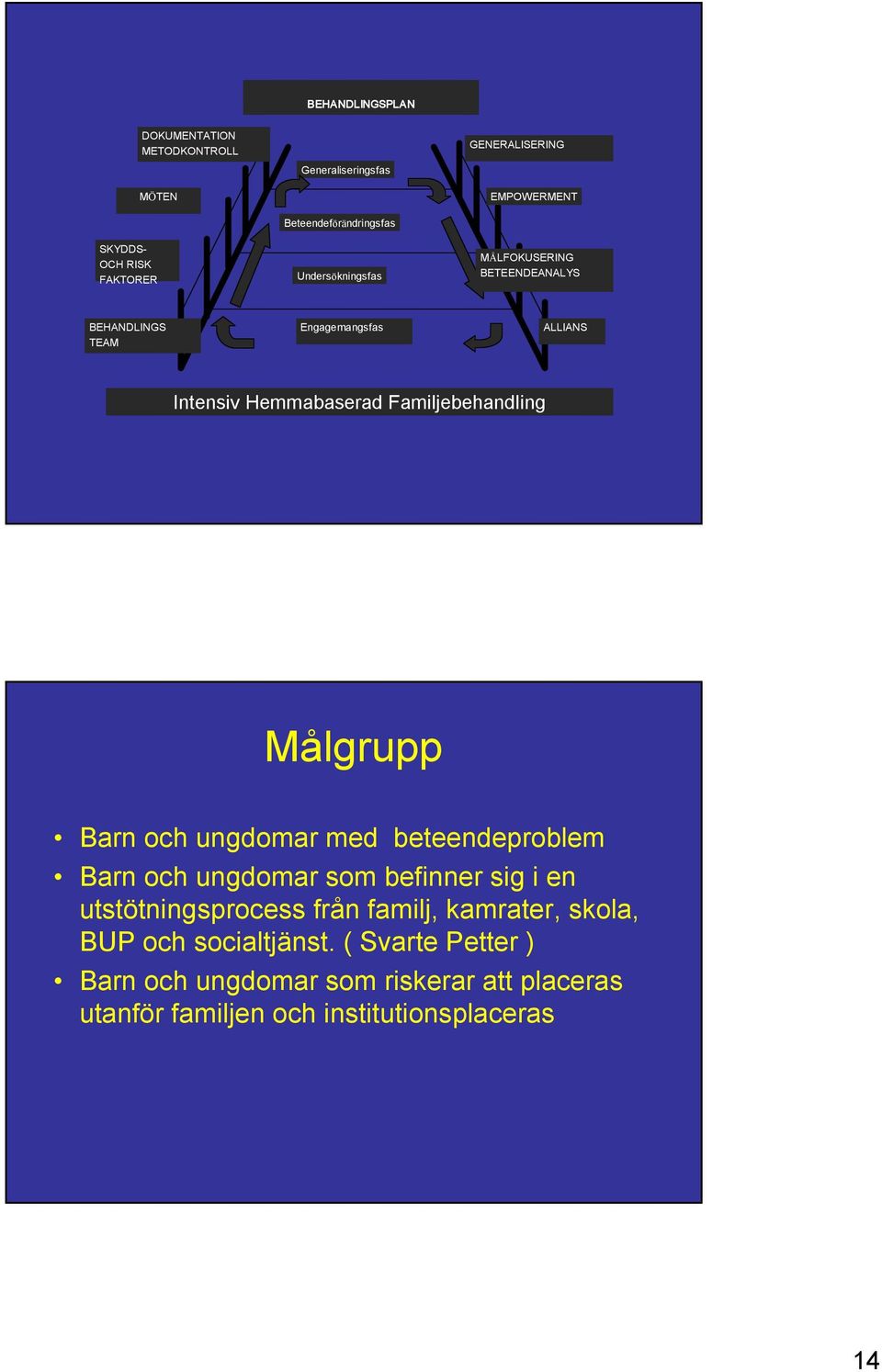 Familjebehandling Målgrupp Barn och ungdomar med beteendeproblem Barn och ungdomar som befinner sig i en utstötningsprocess från