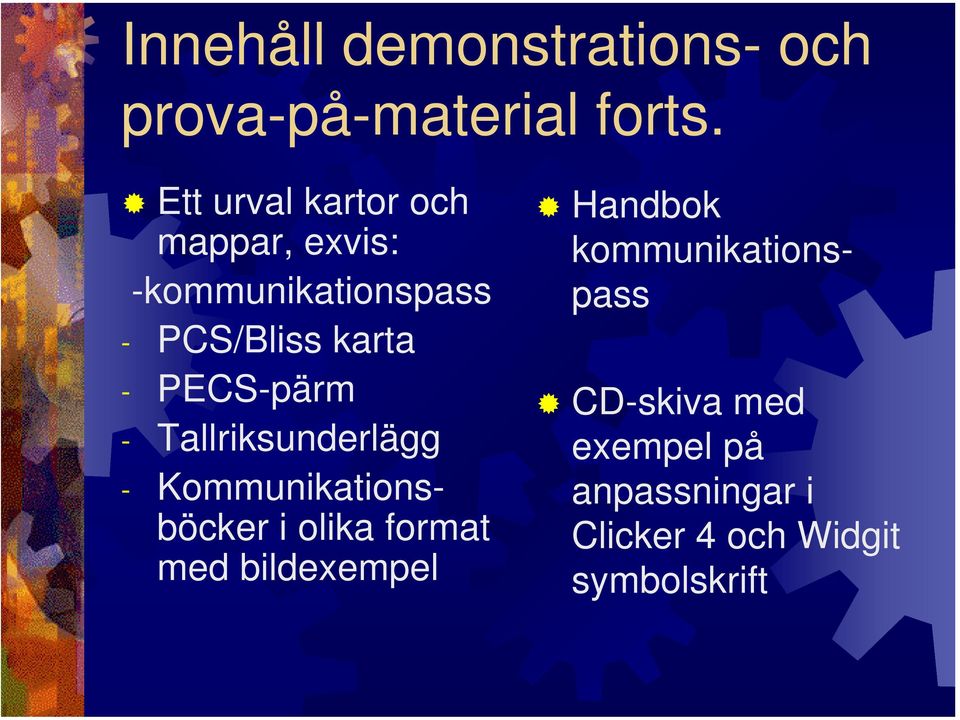 PECS-pärm - Tallriksunderlägg - Kommunikationsböcker i olika format med