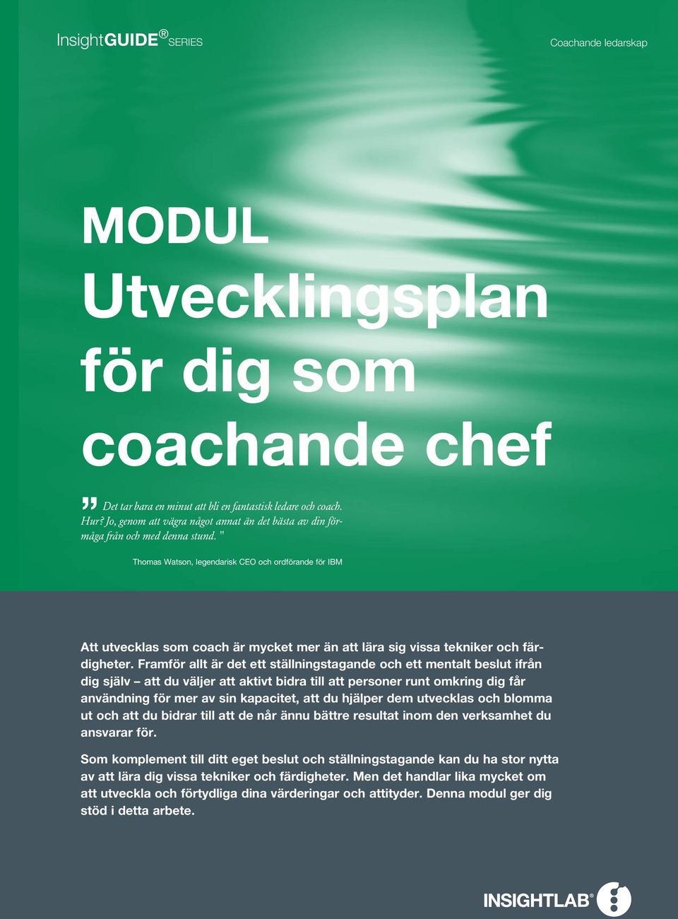 " Thomas Watson, legendarisk CEO och ordförande för IBM Att utvecklas som coach är mycket mer än att lära sig vissa tekniker och färdigheter.