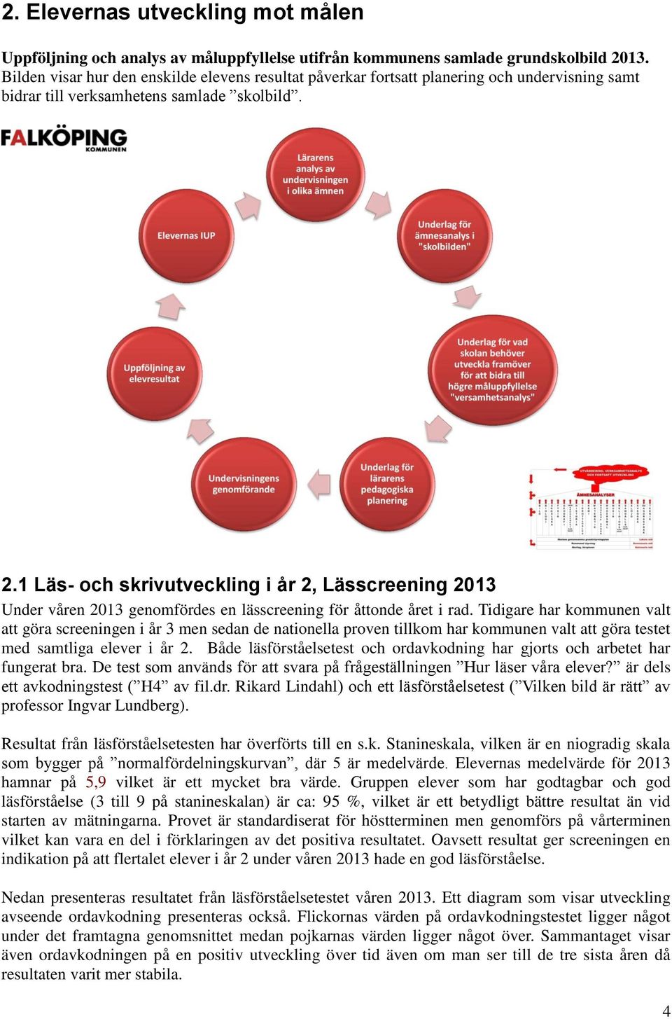 1 Läs- och skrivutveckling i år 2, Lässcreening 2013 Under våren 2013 genomfördes en lässcreening för åttonde året i rad.