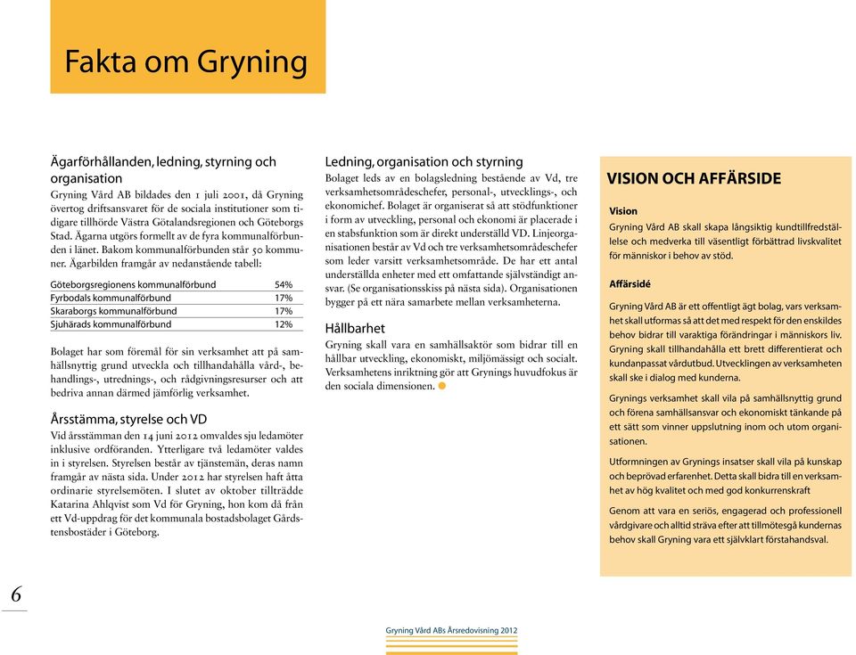 Ägarbilden framgår av nedanstående tabell: Göteborgsregionens kommunalförbund 54% Fyrbodals kommunalförbund 17% Skaraborgs kommunalförbund 17% Sjuhärads kommunalförbund 12% Bolaget har som föremål