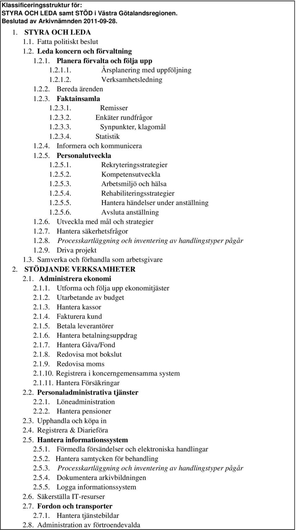 Statistik 1.2.4. Informera och kommunicera 1.2.5. Personalutveckla 1.2.5.1. Rekryteringsstrategier 1.2.5.2. Kompetensutveckla 1.2.5.3. Arbetsmiljö och hälsa 1.2.5.4. Rehabiliteringsstrategier 1.2.5.5. Hantera händelser under anställning 1.