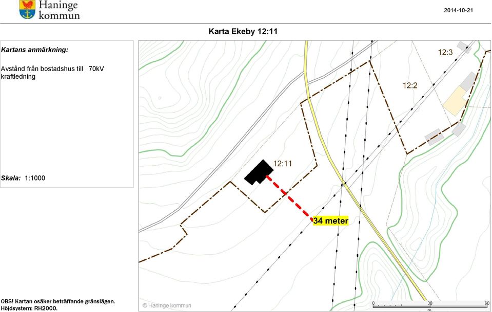 70kV kraftledning Skala: 1:1000 OBS!