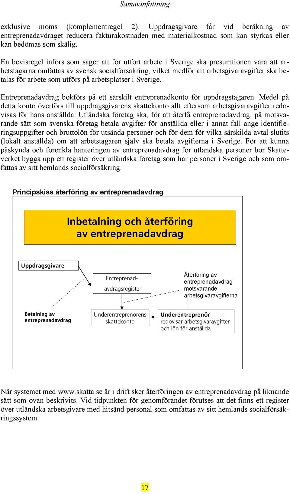 arbete som utförs på arbetsplatser i Sverige. Entreprenadavdrag bokförs på ett särskilt entreprenadkonto för uppdragstagaren.