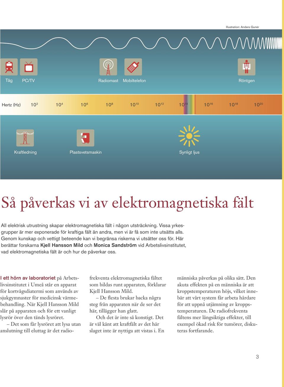 Här berättar forskarna Kjell Hansson Mild och Monica Sandström vid Arbetslivsinstitutet, vad elektromagnetiska fält är och hur de påverkar oss.