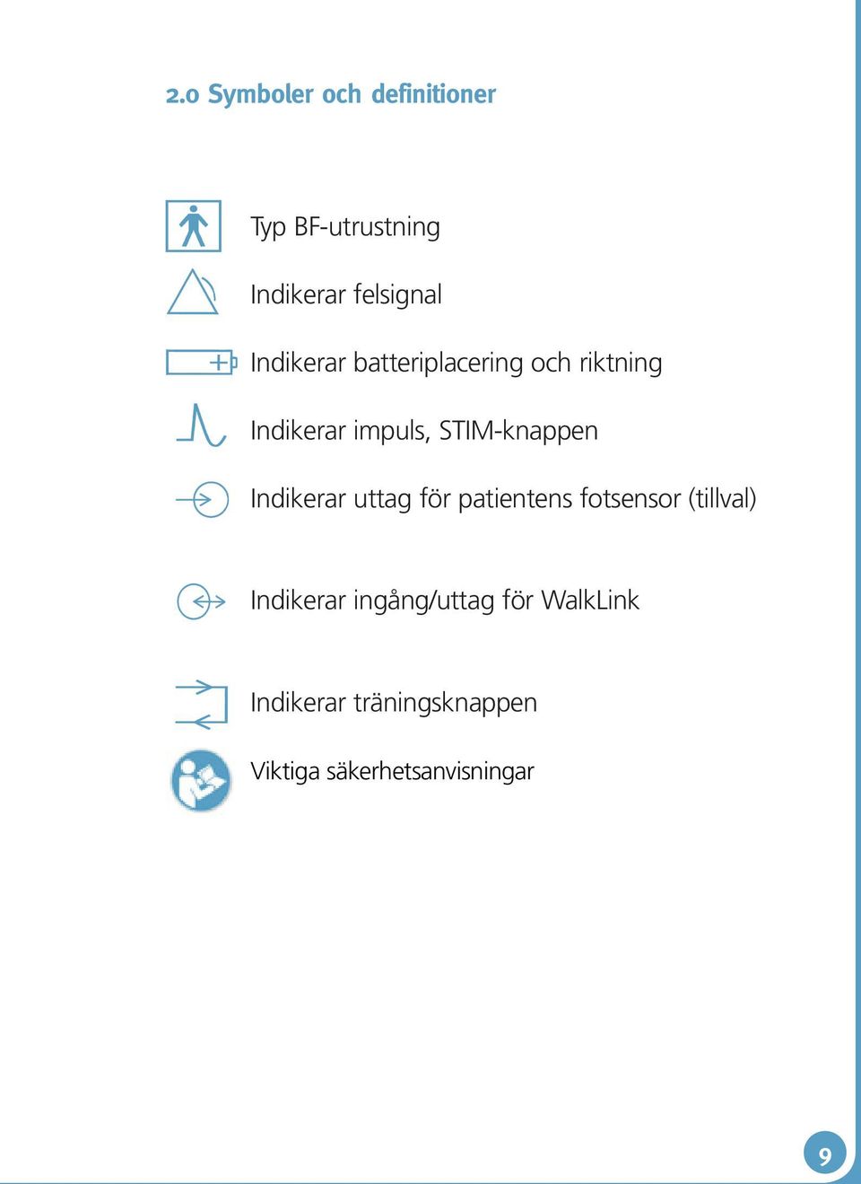 Indikerar uttag för patientens fotsensor (tillval) Indikerar