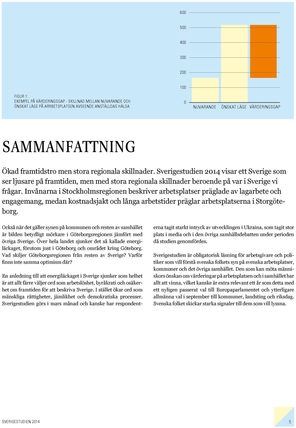 Invånarna i Stockholmsregionen beskriver arbetsplatser präglade av och engage mang, medan kostnadsjakt och långa arbetstider präglar arbetsplatserna i Storgöteborg.