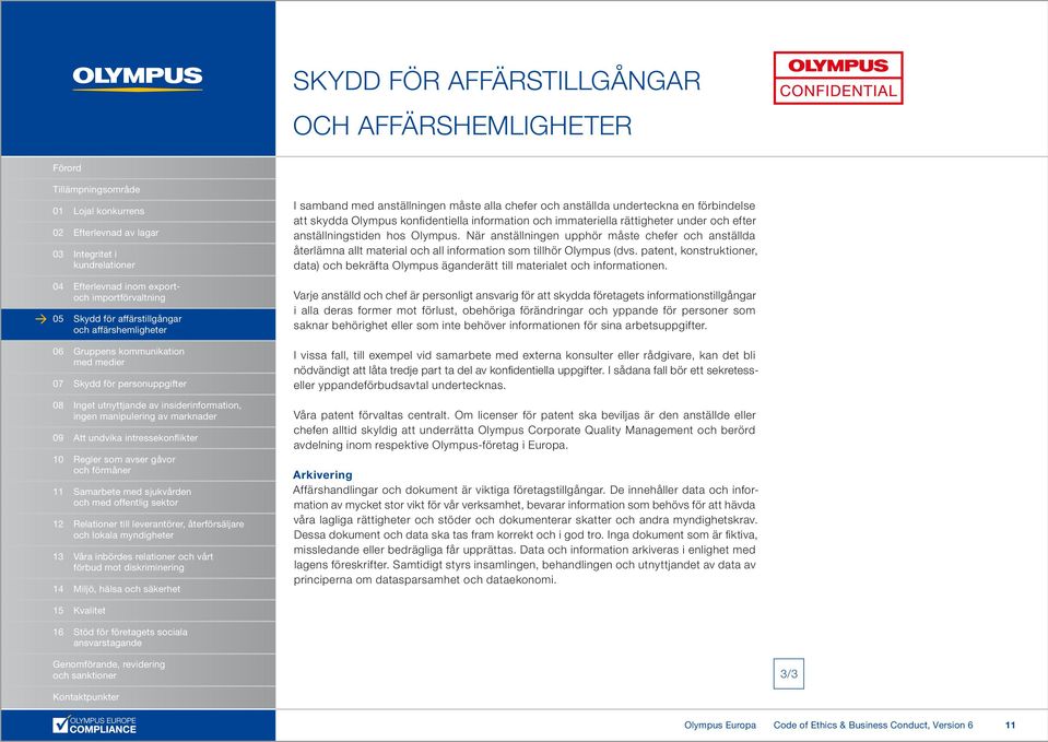 patent, konstruktioner, data) och bekräfta Olympus äganderätt till materialet och informationen.