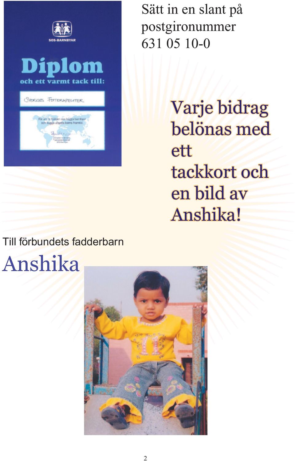 ett tackkort och en bild av Anshika!