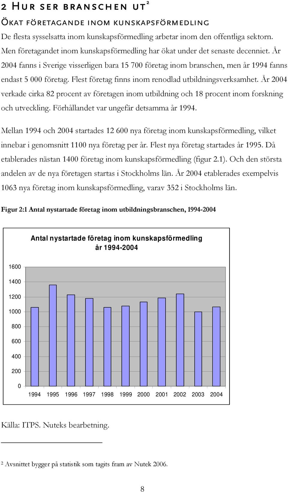 Flest företag finns inom renodlad utbildningsverksamhet. År 2004 verkade cirka 82 procent av företagen inom utbildning och 18 procent inom forskning och utveckling.