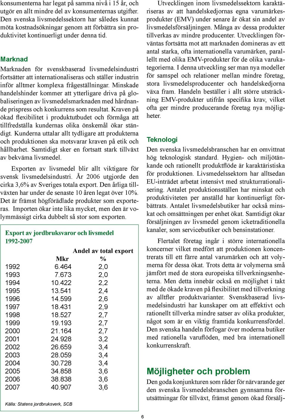 Marknad Marknaden för svenskbaserad livsmedelsindustri fortsätter att internationaliseras och ställer industrin inför alltmer komplexa frågeställningar.