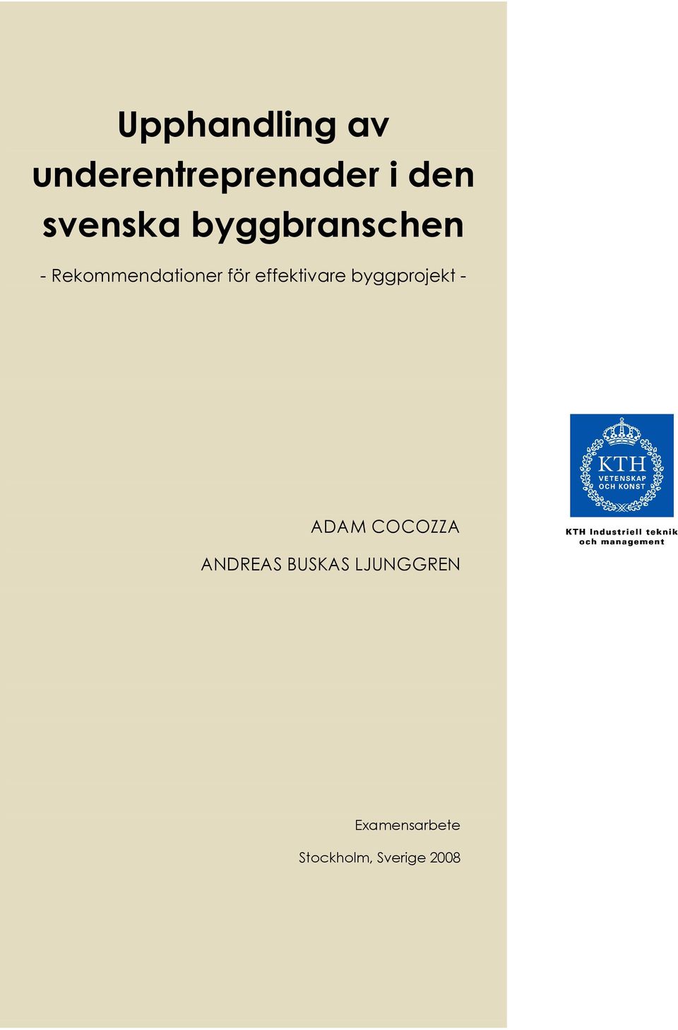 effektivare byggprojekt - ADAM COCOZZA ANDREAS