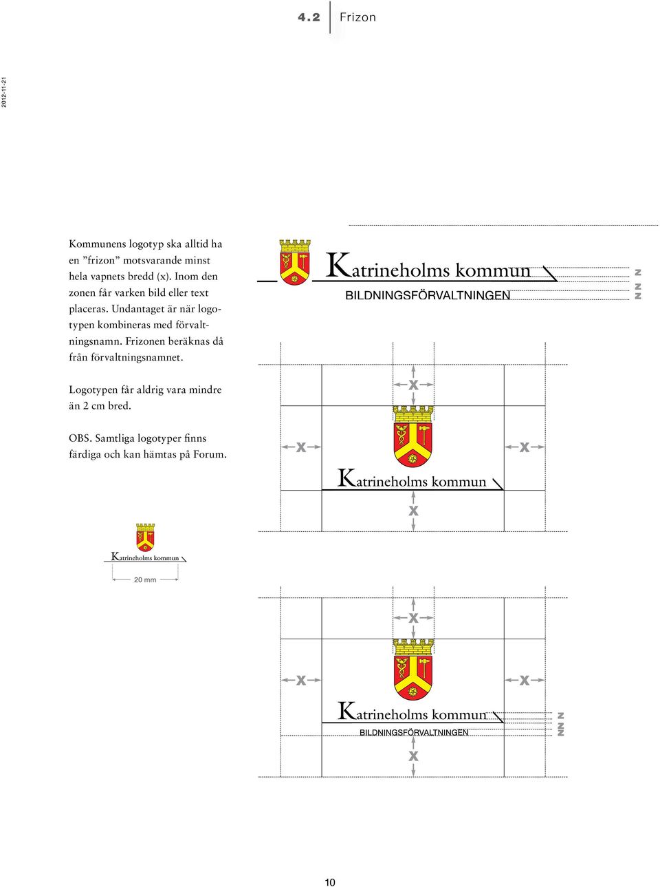 Inom den zonen får varken bild eller text placeras.