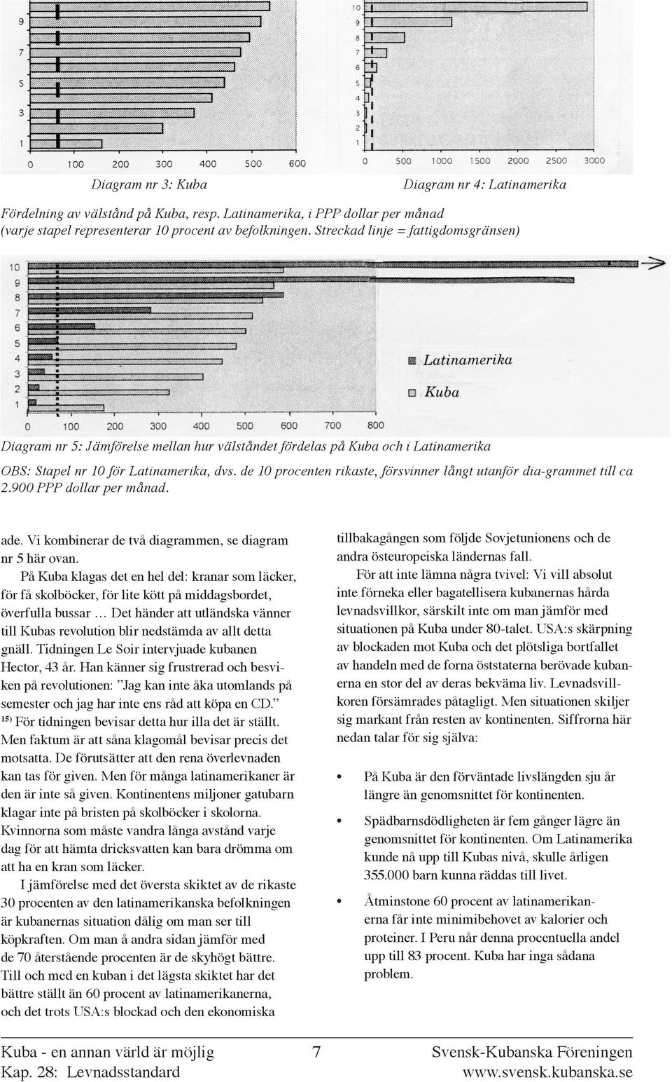 dia-grammet till ca 2900 PPP dollar per månad ade Vi kombinerar de två diagrammen, se diagram nr 5 här ovan På Kuba klagas det en hel del: kranar som läcker, för få skolböcker, för lite kött på