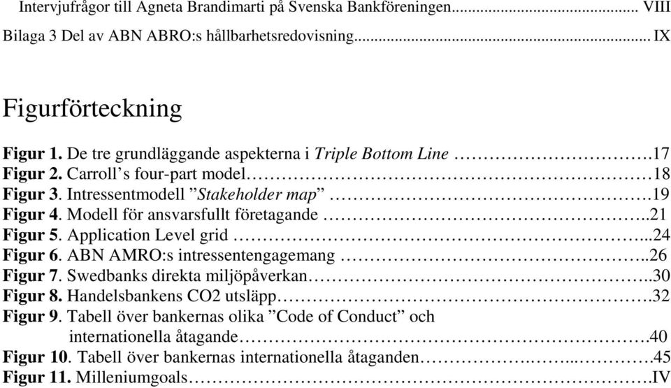 Modell för ansvarsfullt företagande..21 Figur 5. Application Level grid...24 Figur 6. ABN AMRO:s intressentengagemang..26 Figur 7. Swedbanks direkta miljöpåverkan.