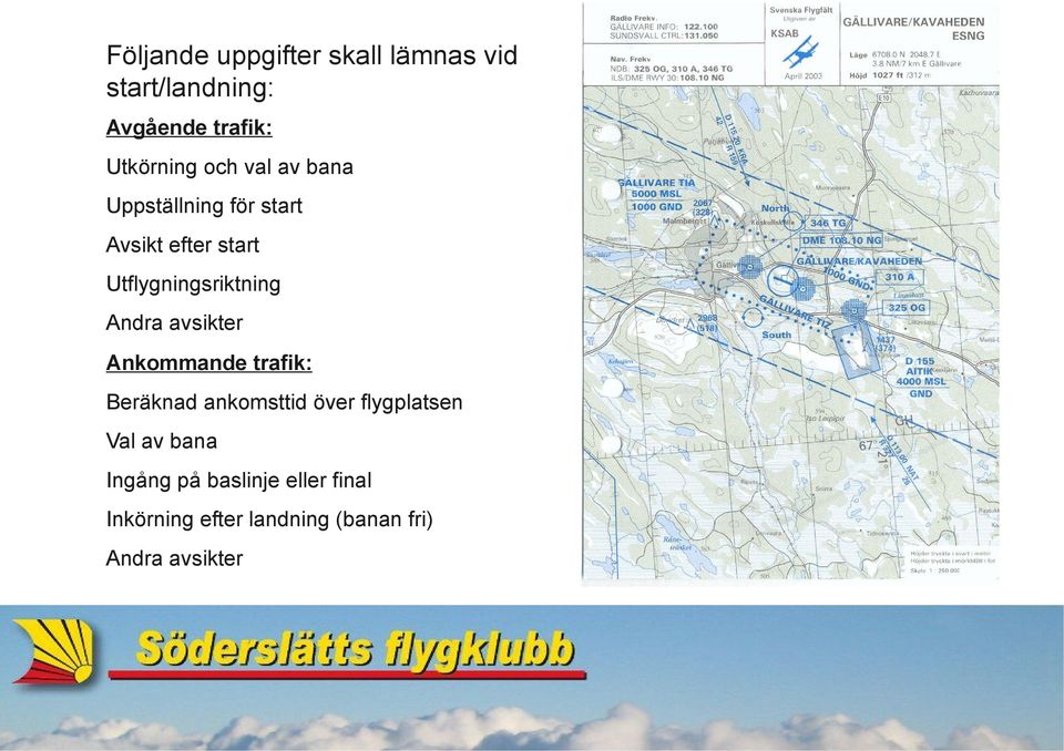 Andra avsikter Ankommande trafik: Beräknad ankomsttid över flygplatsen Val av