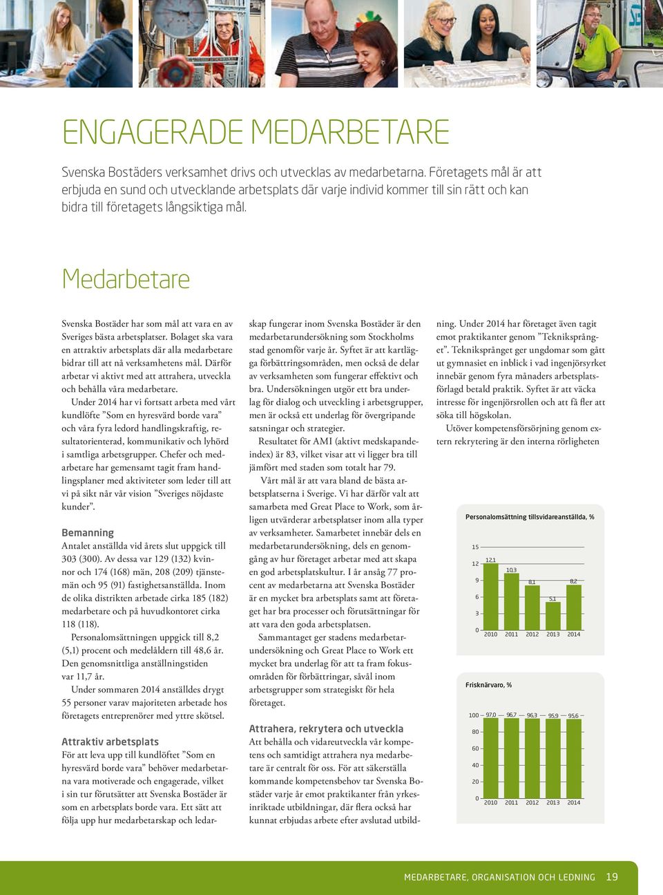 Medarbetare Svenska Bostäder har som mål att vara en av Sveriges bästa arbetsplatser. Bolaget ska vara en attraktiv arbetsplats där alla medarbetare bidrar till att nå verksamhetens mål.