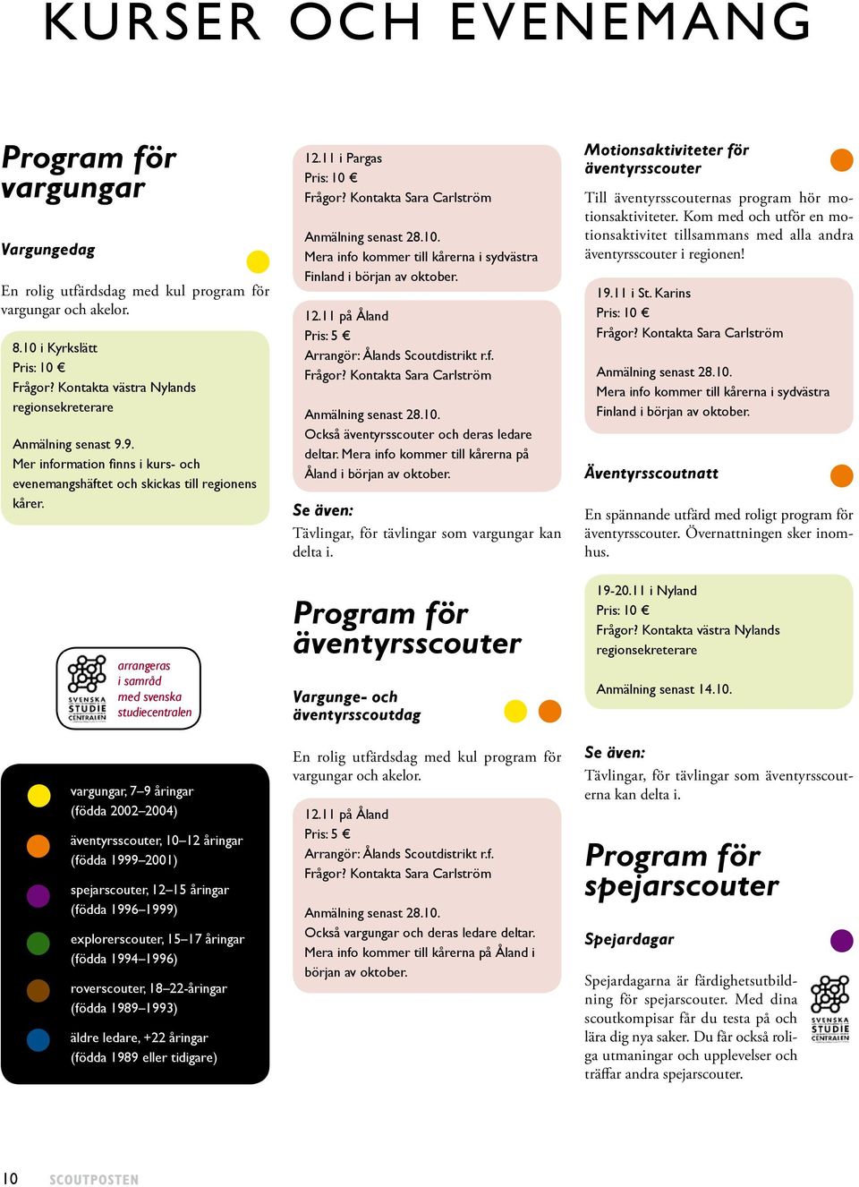 arrangeras i samråd med svenska studiecentralen vargungar, 7 9 åringar (födda 2002 2004) äventyrsscouter, 10 12 åringar (födda 1999 2001) spejarscouter, 12 15 åringar (födda 1996 1999)