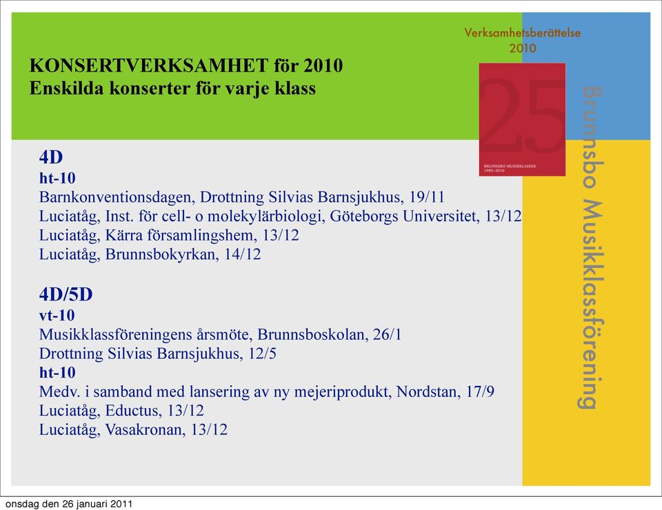 för cell- o molekylärbiologi, Göteborgs Universitet, 13/12 Luciatåg, Kärra församlingshem, 13/12 Luciatåg, Brunnsbokyrkan,