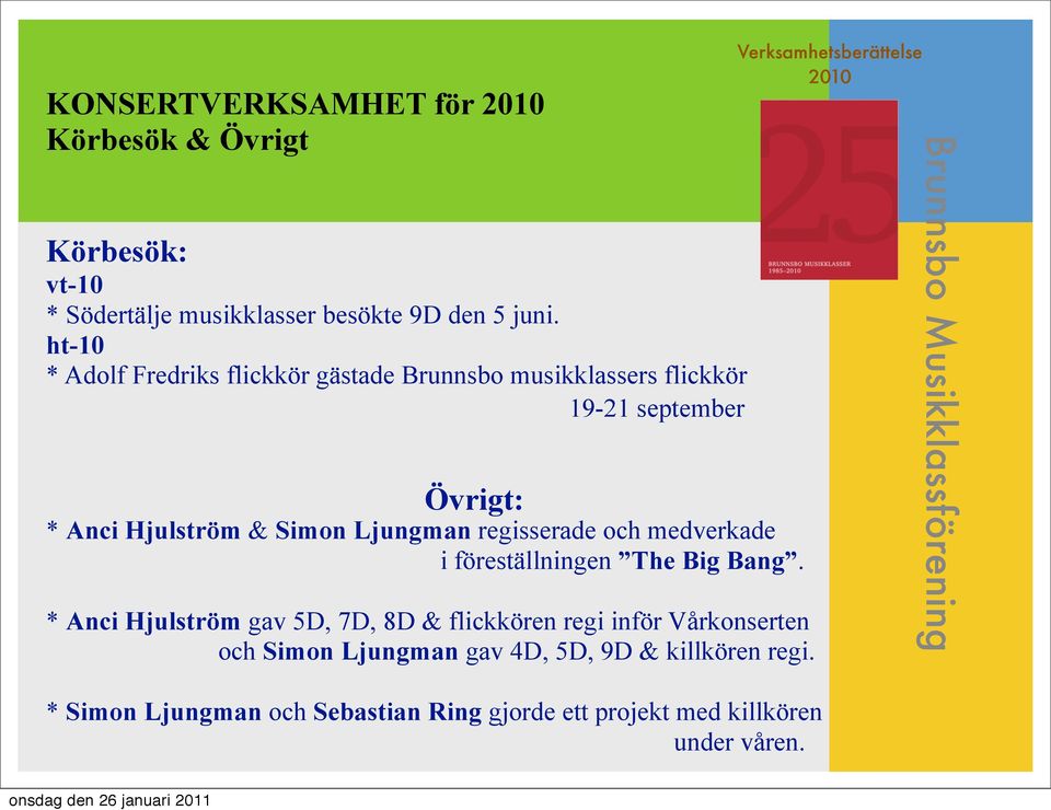 Ljungman regisserade och medverkade i föreställningen The Big Bang.