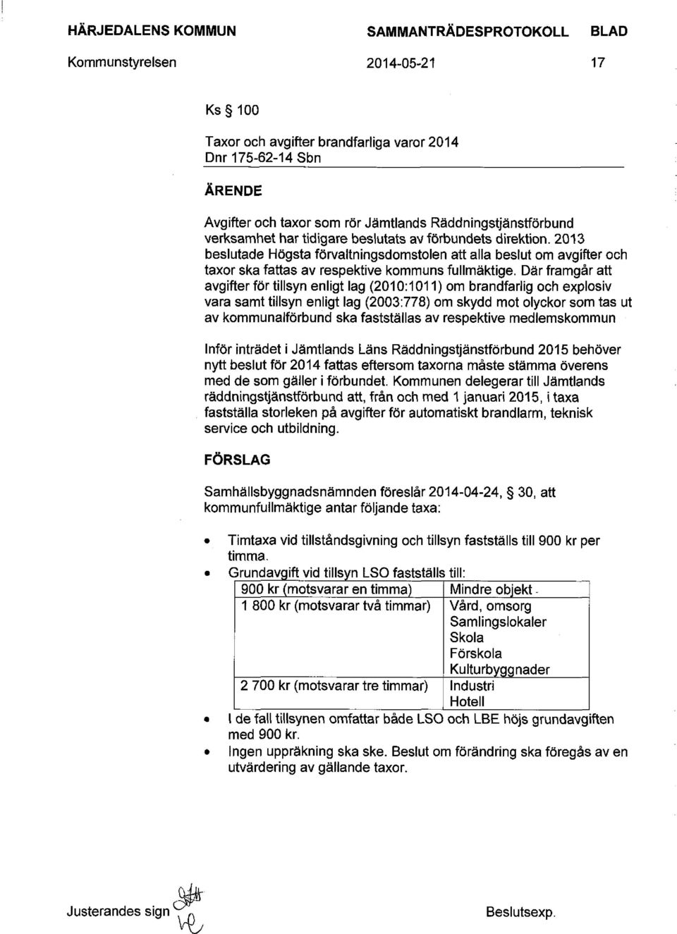 2013 beslutade Högsta förvaltningsdomstolen att alla beslut om avgifter och taxor ska fattas av respektive kommuns fullmäktige.